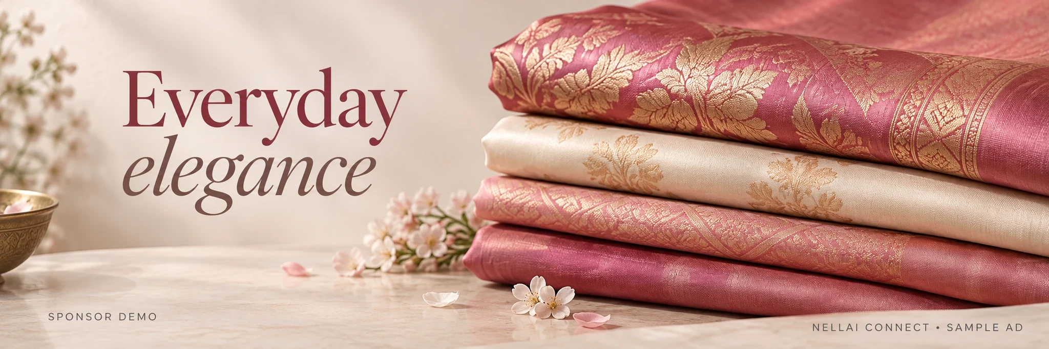 Colourful silk fabrics. Fashion sponsor demonstration.
